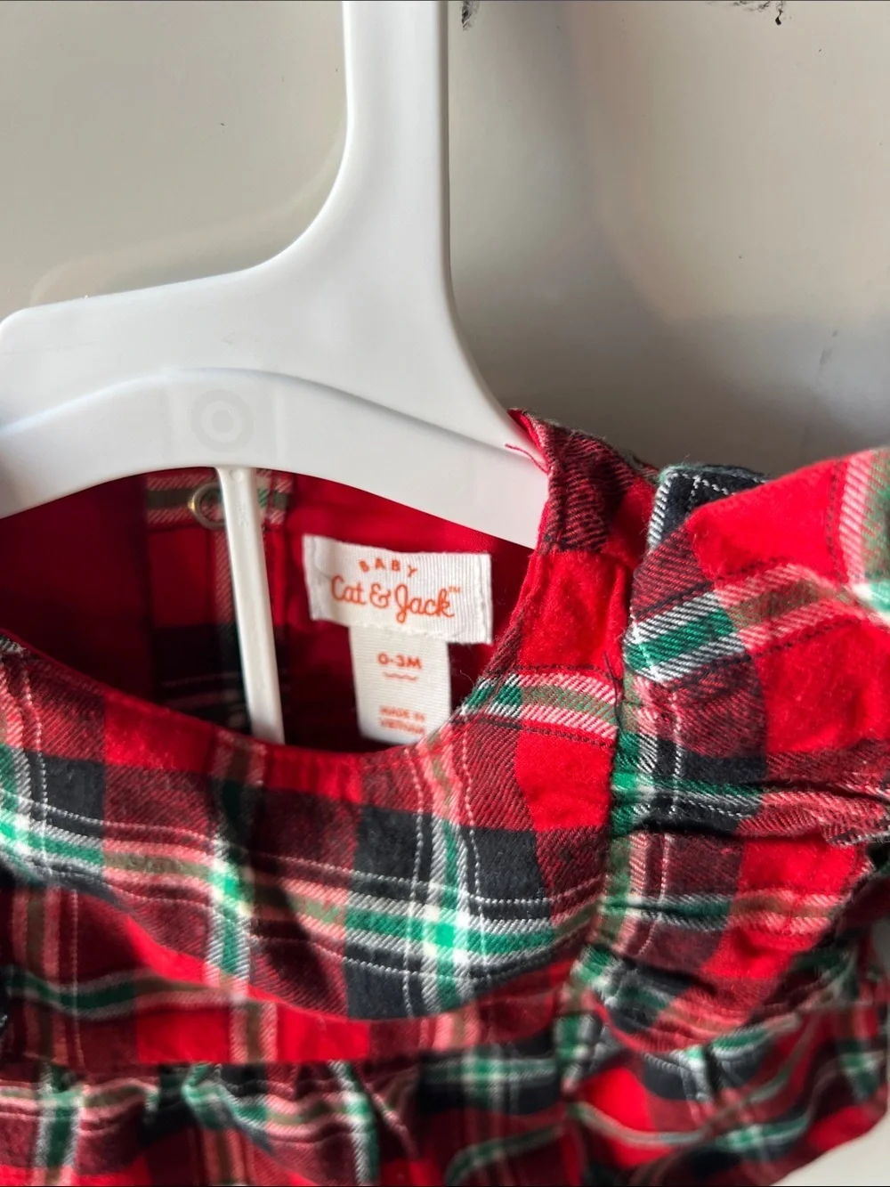Cat & Jack Red Green Plaid Baby Matching Set